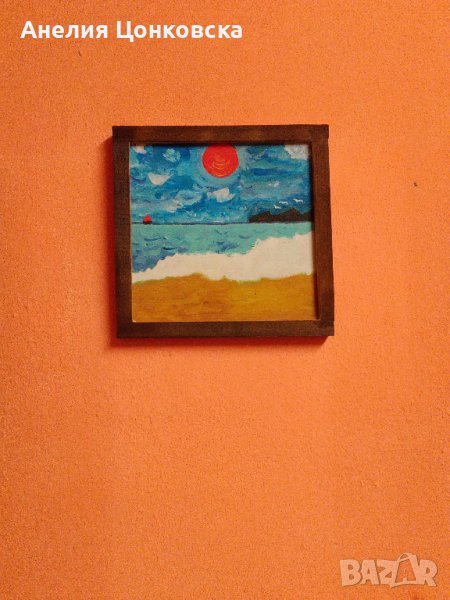 "Морето 2" акрил върху дърво, снимка 1