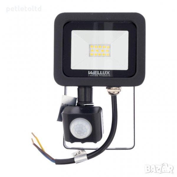 LED Прожектор 10W със сензор WELLUX SLIM 800Lm, 4000К, снимка 1