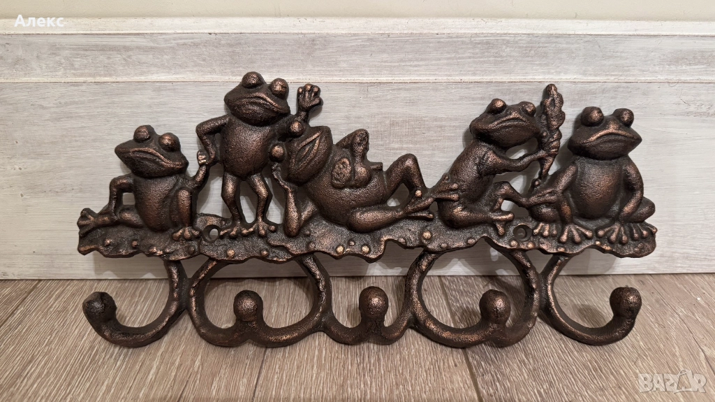 Масивна весела закачалка, жабки– Чугун, 885гр, снимка 1