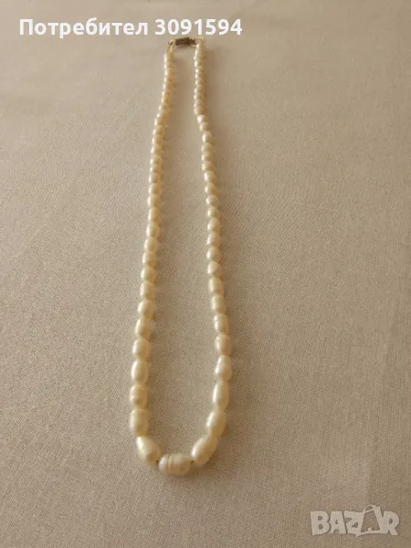 Бяла естествена сладководна перлена огърлица - класически, снимка 1