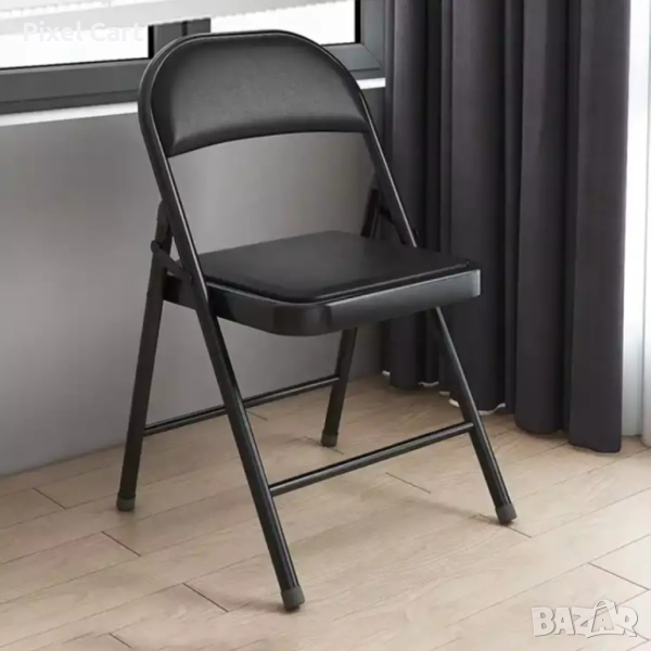 Сгъваем кожен стол със стоманена конструкция, снимка 1