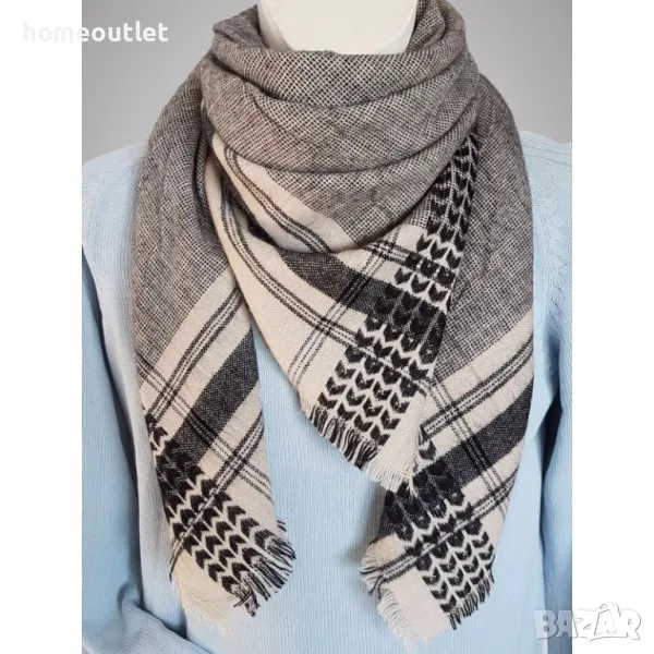 ПРОМОЦИЯ Мек и комфортен шал с квадратна форма в неутрални цветове (унисекс), снимка 1