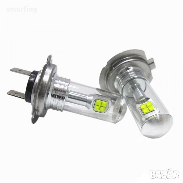 Диодни крушки H7 8SMD - 80w 2бр/к-т 12-24V, снимка 1