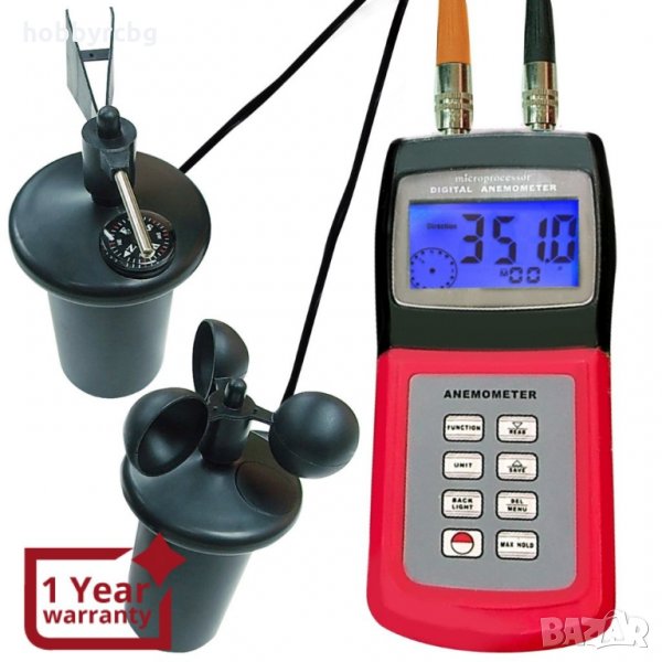 Многофункционален термо анемометър ,измерващ скоростта на вятъра, снимка 1