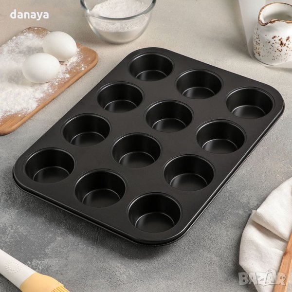 2633 Метална форма за мъфини, 12 гнезда, снимка 1