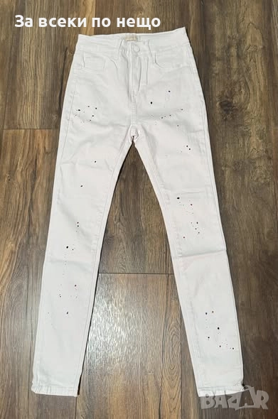 Дамски Бели Напръскани Дънки Код EN6, снимка 1