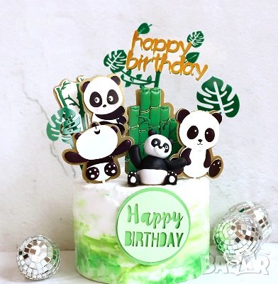 Панда Панди Бамбук картонени топери украса декор за торта парти рожден ден, снимка 1