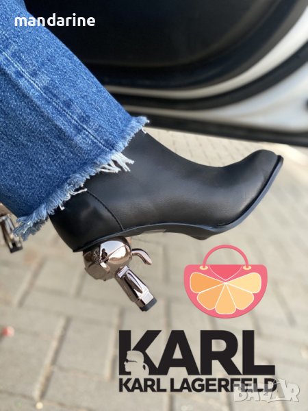 KARL LAGERFELD № 37 & 38 🍊 Дамски боти ест. кожа с лого на тока нови с кутия, снимка 1