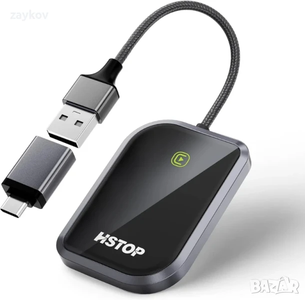 HSTOP Carplay безжичен адаптер, актуализирана версия 2024, безжичен CarPlay адаптер, снимка 1