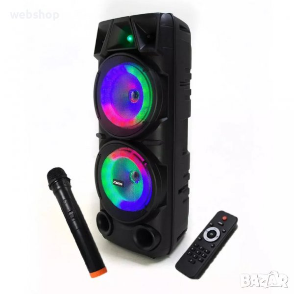 ПРЕНОСИМА КАРАОКЕ КОЛОНА ZQS-8210 2Х8 ИНЧА МИКРОФОН, снимка 1