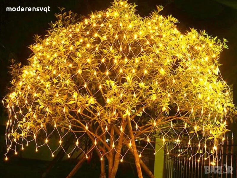 LED светеща мрежеста завеса 100 LED коледни лампички 1х2м, снимка 1