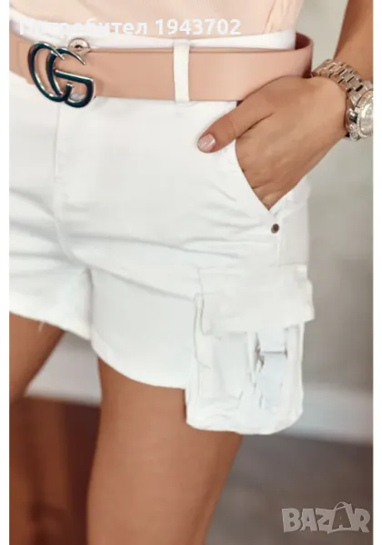Дамски къс дънков панталон в бял цвят 629, снимка 1