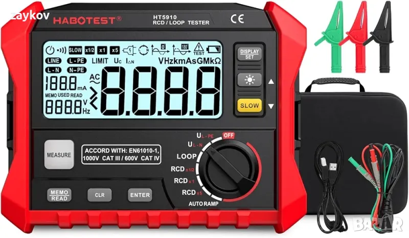 RCD/тестер за верига HT5910, HABOTEST - тестер за заземяване на заземяване, снимка 1