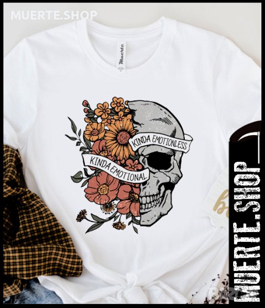 Дамска тениска с щампа KINDA EMOTIONLESS, снимка 1