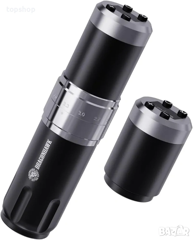 Нова проверена безжична машинка за татуировки Dragonhawk, 2 батерии 1500mAh, 7 дължина на ходовете.., снимка 1
