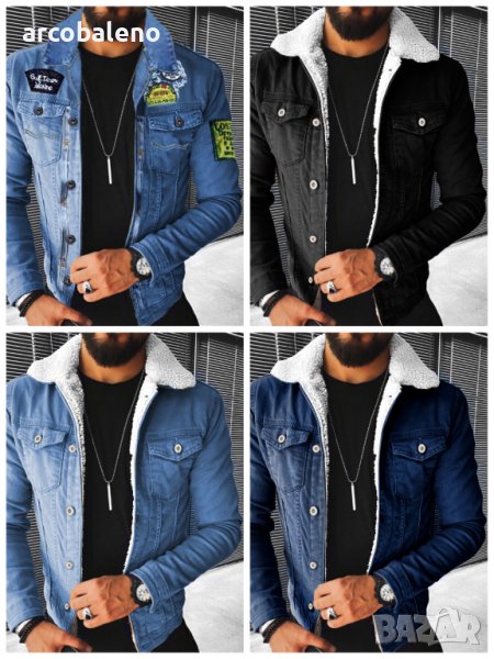 Мъжко дънково яке от удебелен деним в плюшен стил, 4цвята, снимка 1