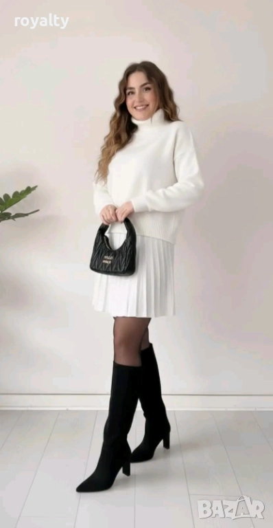 Бял Дамски Комплект Плетиво , снимка 1