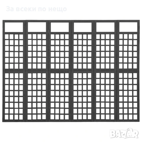 Параван за стая, 6 панела, масивна ела, черен, 242,5x180 см Код P728, снимка 3 - Паравани - 50621902