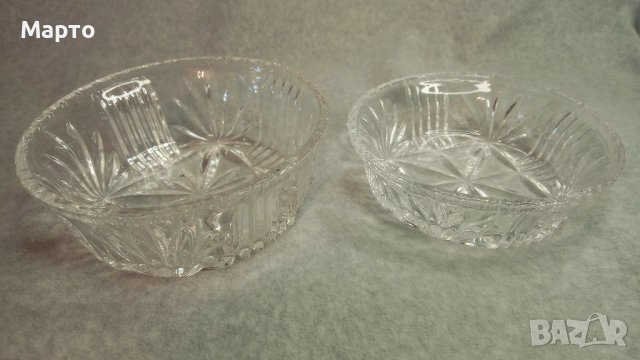 Дви кристални кръгли бонбониери от един лот, различни, снимка 3 - Прибори за хранене, готвене и сервиране - 43818503