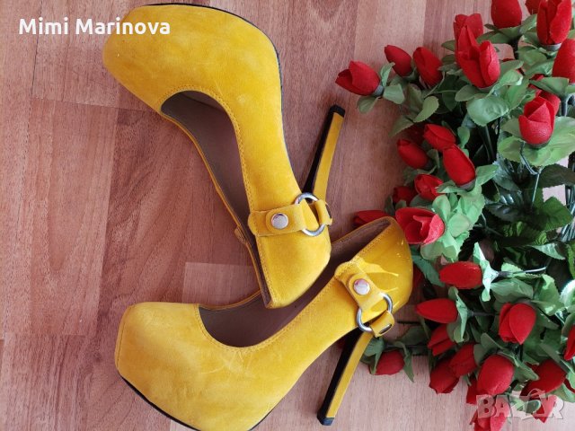 Жълти  Елегантни Обувки Voi&Noi Greece, снимка 4 - Дамски обувки на ток - 27811366