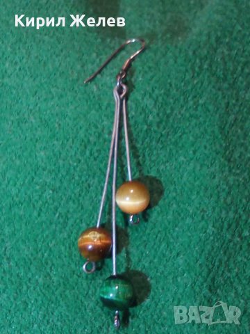 ШАРМАНТНА СРЕБЪРНА РЕТРО АРТ ОБЕЦА СРЕБРО 925 с ШЛИФОВАНО ТИГРОВО и КОТЕШКО ОКО 40906, снимка 4 - Обеци - 43318260