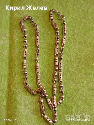 Винтидж сребърен ланец плетка тип БАРЕЛ елегантен стилен дизайн 20972, снимка 9 - Колиета, медальони, синджири - 52924875