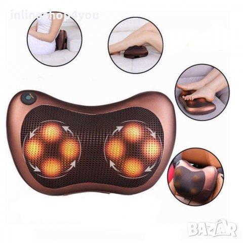 Шиацу масажор възглавница с 4 и 8 глави и инфрачервено затопляне, снимка 4 - Друга електроника - 32452463