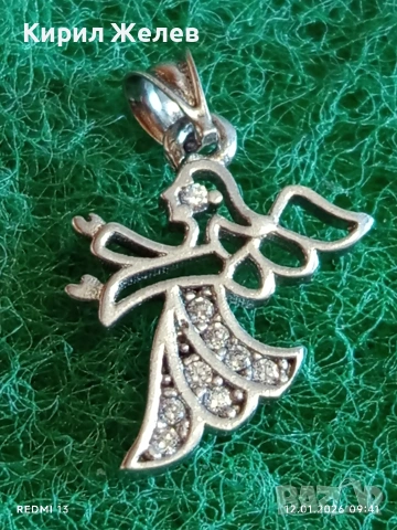 Сребърна висулка Ангел с инкрустирани кристали подходящ аксесоар за ежедневието 52585, снимка 2 - Колиета, медальони, синджири - 53069414