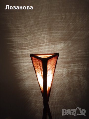 Лампа от бамбук и зебло, снимка 2 - Настолни лампи - 43996656