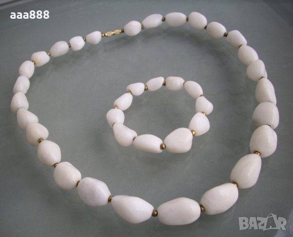 Колие и гривна бял ахат, снимка 6 - Бижутерийни комплекти - 27606267