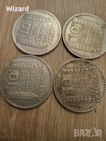 лот 10 франка 1930 32 34 Франция сребро, снимка 3 - Нумизматика и бонистика - 52030311