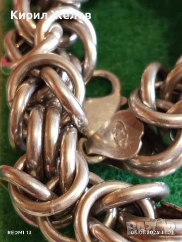 Масивна сребърна гривна Кралска плетка майсторска ръчна изработка 50772, снимка 8 - Гривни - 52984918