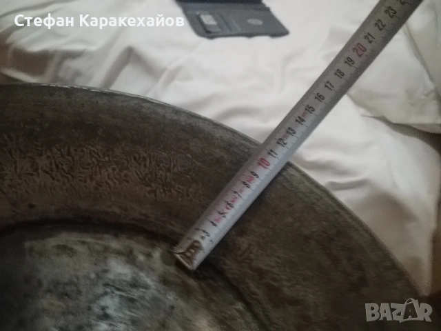 Стара бакърена тава, снимка 3 - Антикварни и старинни предмети - 53539102