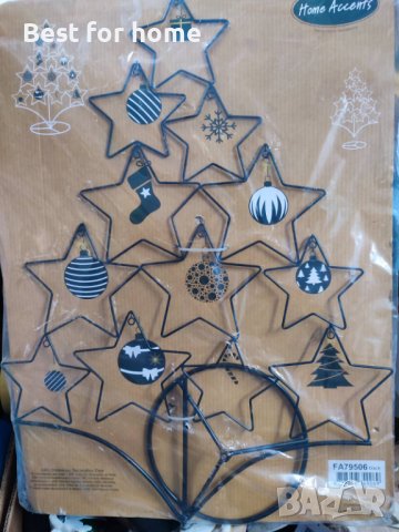 Стилна 2D метална коледна елха- черна, 50 см