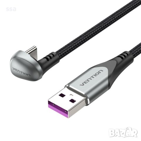 Vention Кабел USB 3.1 Type-C / USB 2.0 AM - 1.5M Black U-Shaped, Aluminum Alloy 5A - COHHG, снимка 1 - USB кабели - 43467776