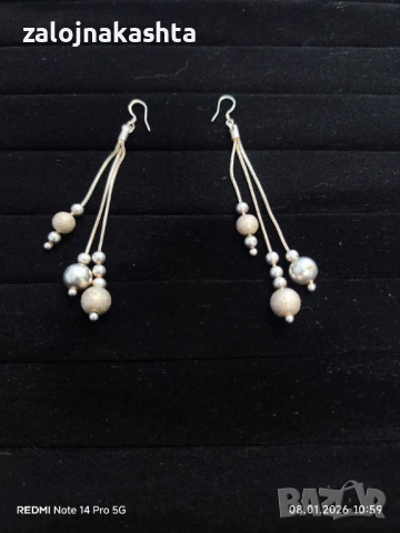 Сребърни Обеци 11,45гр, снимка 2 - Обеци - 53029694