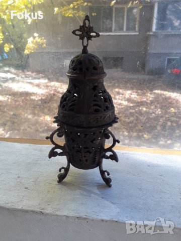 Старо бронзово кандило кадило тамянник, снимка 6 - Антикварни и старинни предмети - 38761759