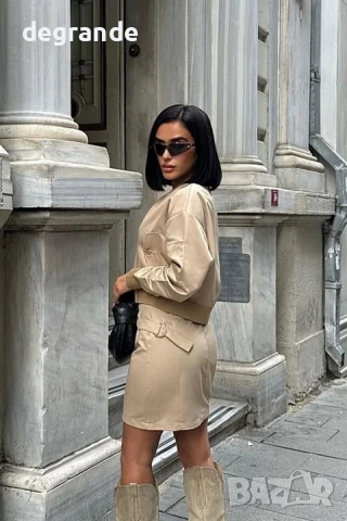 Дамски бежов комплект, снимка 4 - Комплекти - 51303354