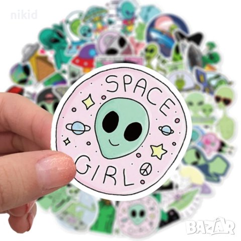 50 бр пришълецът самозалепващи лепенки стикери за украса декор картонена торта, снимка 3 - Други - 43317471