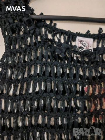 Нов дамски черен мрежест потник S M размер, снимка 3 - Потници - 51068368