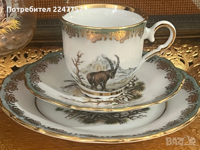 Сет порцелан с ловен мотив, снимка 9 - Антикварни и старинни предмети - 53032086