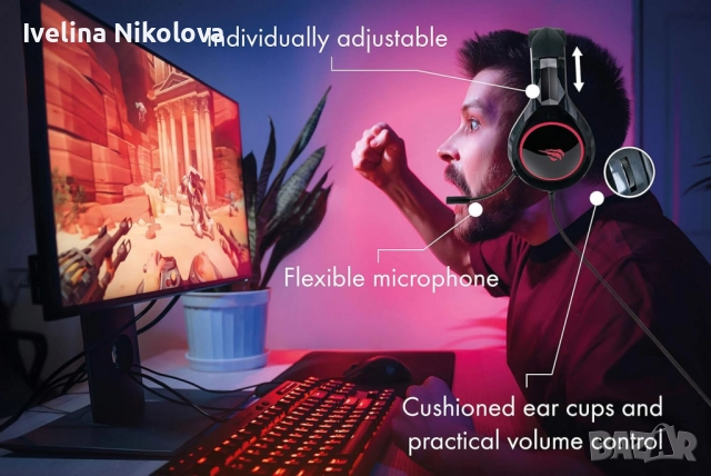 Геймърски слушалки с микрофон Schwaiger GH50, снимка 5 - Слушалки, hands-free - 52691572