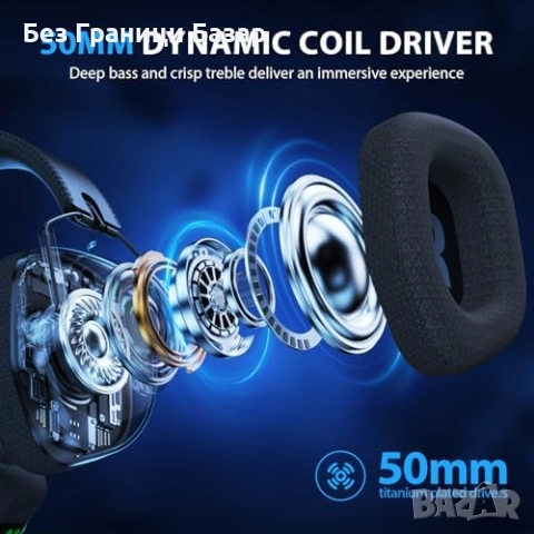 Нови Безжични геймърски слушалки 2.4GHz Bluetooth 50mm 50 часа за игри, снимка 3 - Слушалки и портативни колонки - 52943569