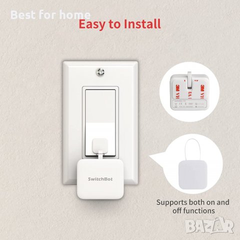 SwitchBot интелигентен бутон за превключване,без окабеляване, Bluetoothсъвместим с Alexa,Google Home, снимка 3 - Друга електроника - 40007011