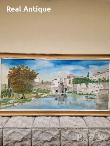 Превъзходна антикварна испанска авторска майсторска картина масло върху платно , снимка 3 - Антикварни и старинни предмети - 47486611