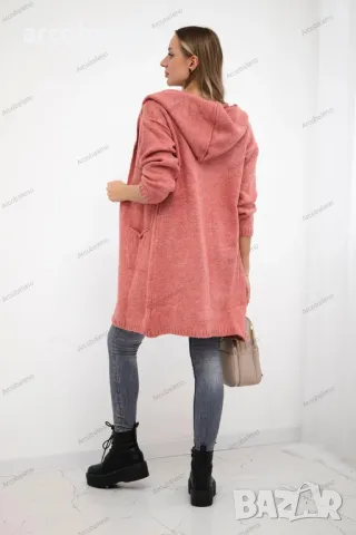 Дамска изчистена жилетка с качулка и джобове, 10цвята , снимка 4 - Жилетки - 48721408