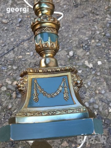 Настолна лампа с бронзов обков и плафон от кожа, снимка 2 - Антикварни и старинни предмети - 43667213