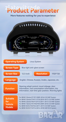 Дигитален километраж за BMW 12.3" с Linux system , 8830, снимка 2 - Други - 44897143
