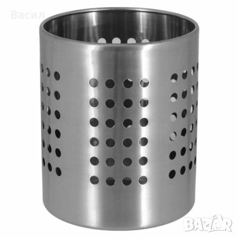 Сушилник за прибори от метал с цилиндрична форма - размери 11.5 х 14 см, снимка 1