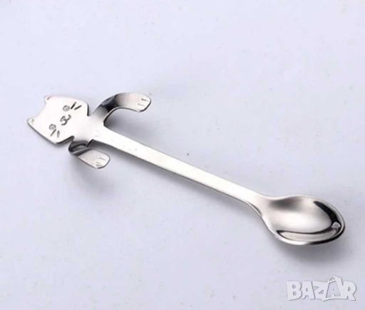 Лъжица за кафе с котешка глава и лапи -сребриста , снимка 8 - Прибори за хранене, готвене и сервиране - 28007901